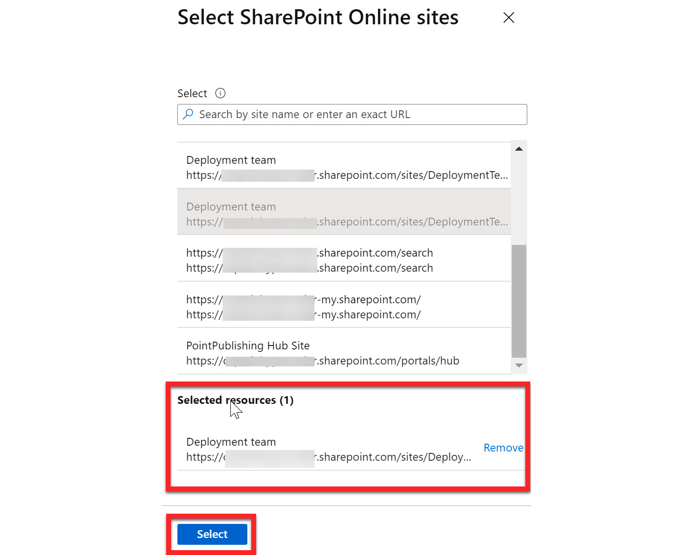 Figure 12.14 – Selecting SharePoint sites
