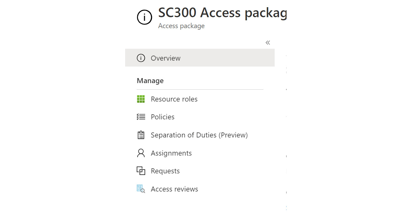 Figure 12.25 – Access package manage menu
