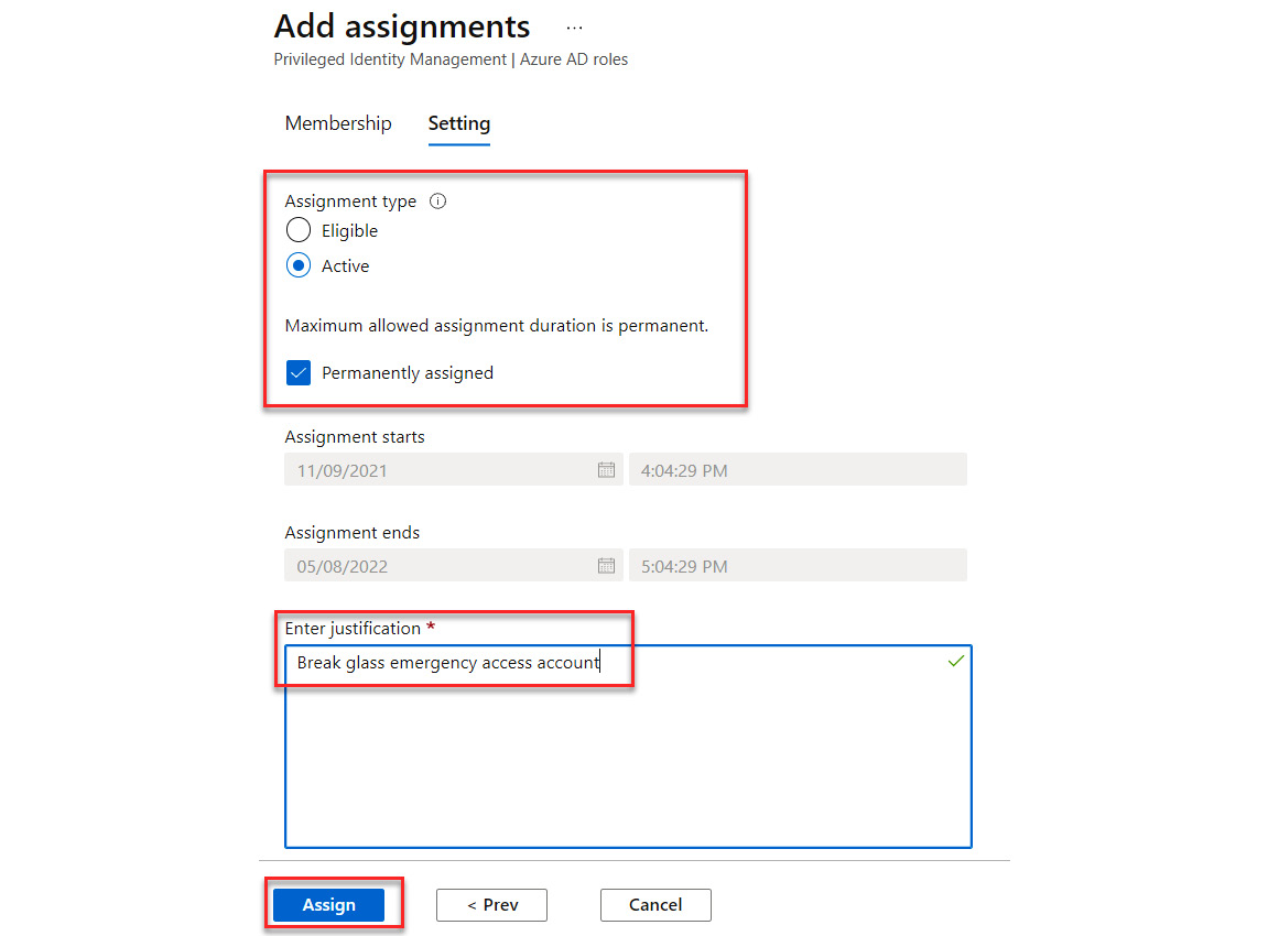 Figure 13.15 – Creating a permanent assignment for the account
