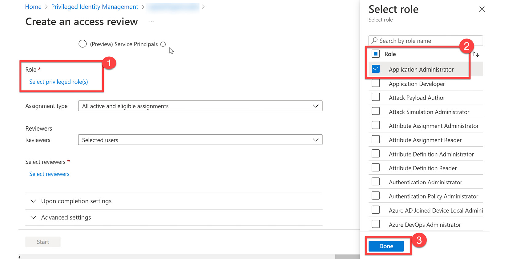 Figure 13.18 – Selecting the roles to review
