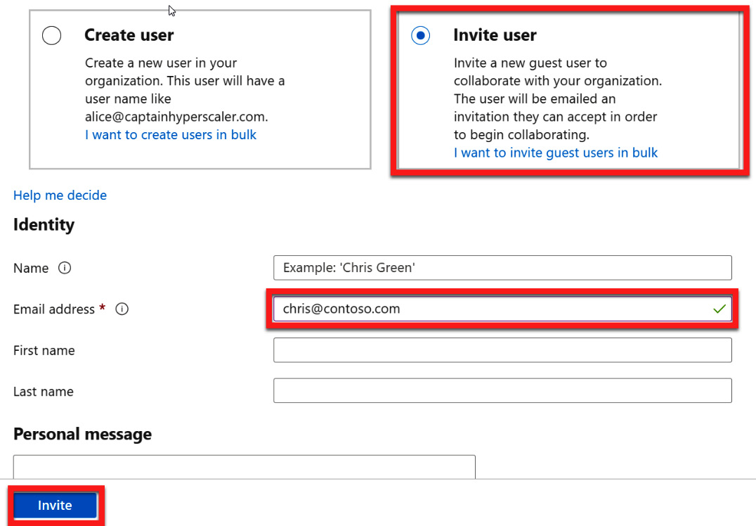 Figure 5.10 – Entering a guest user email address and an optional message to invite
