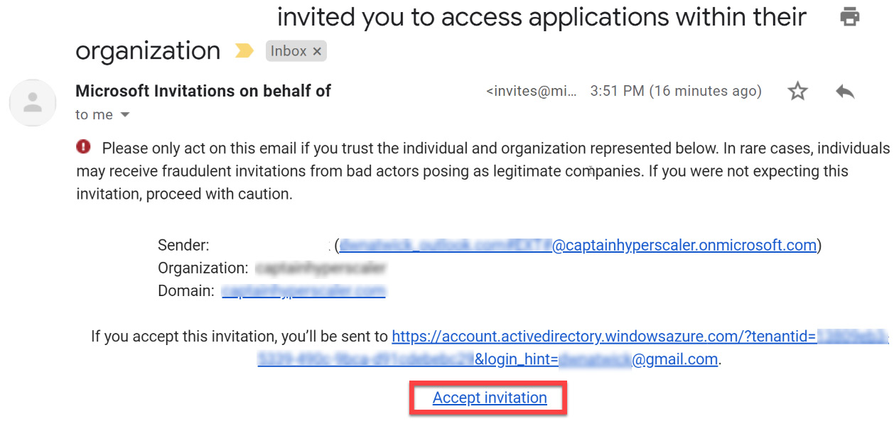 Figure 5.13 – Guest user email to accept the invitation to join
