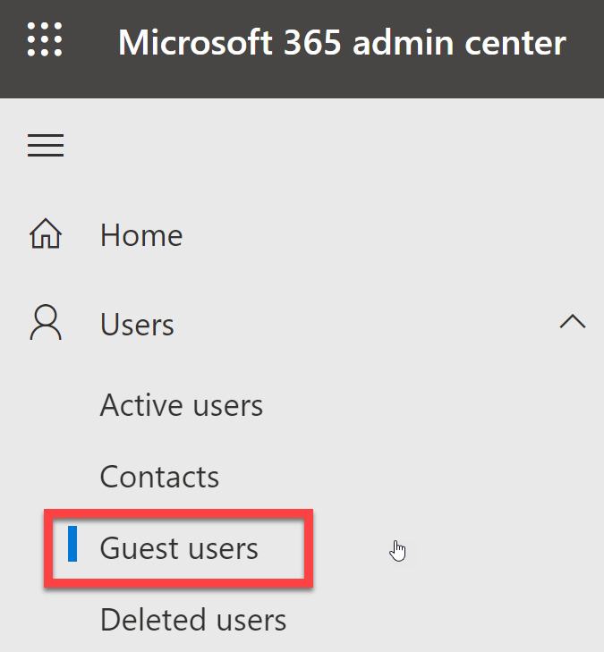 Figure 5.14 – Guest users in Microsoft 365 Admin center
