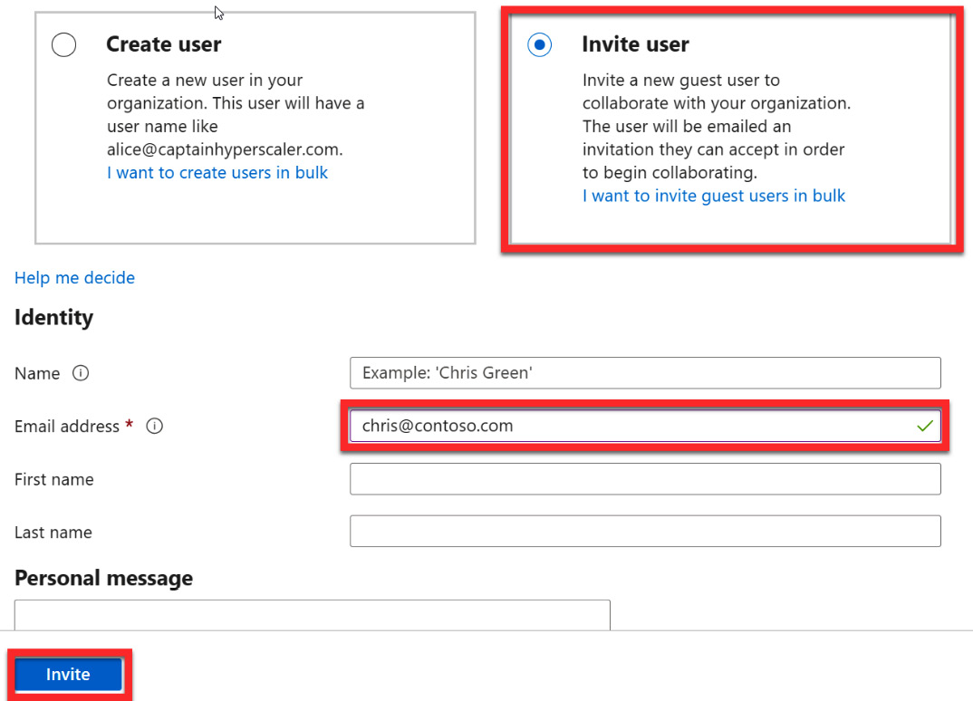 Figure 5.16 – Entering a guest user email address and an optional message to invite

