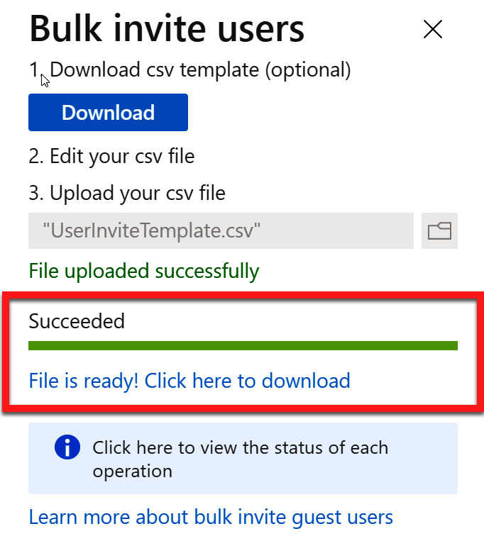 Figure 5.24 – Bulk invitation file has been successfully processed
