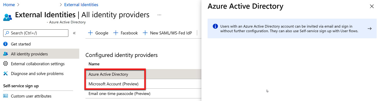 Figure 5.34 – Azure AD and Microsoft Account direct federation configuration
