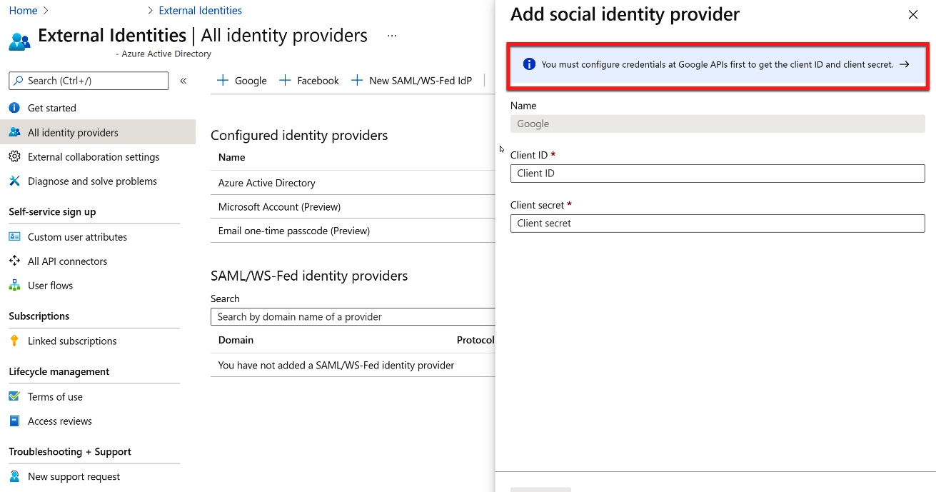 Figure 5.37 – Google identity provider configuration
