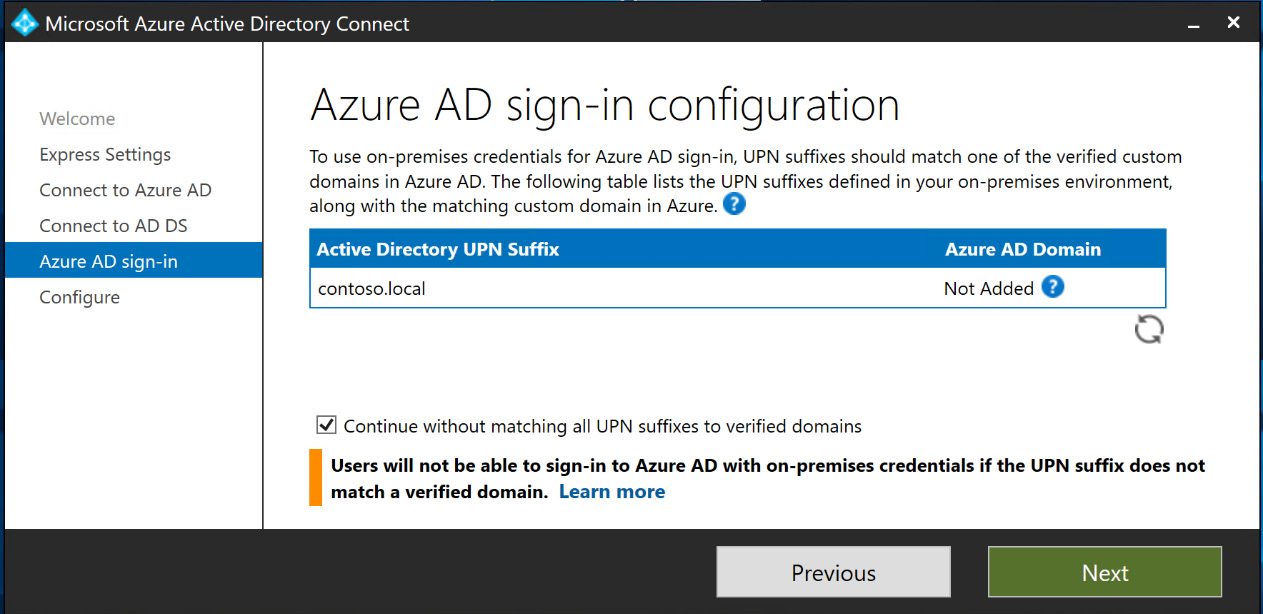 Figure 6.14 – AD UPN suffix and Azure AD domain
