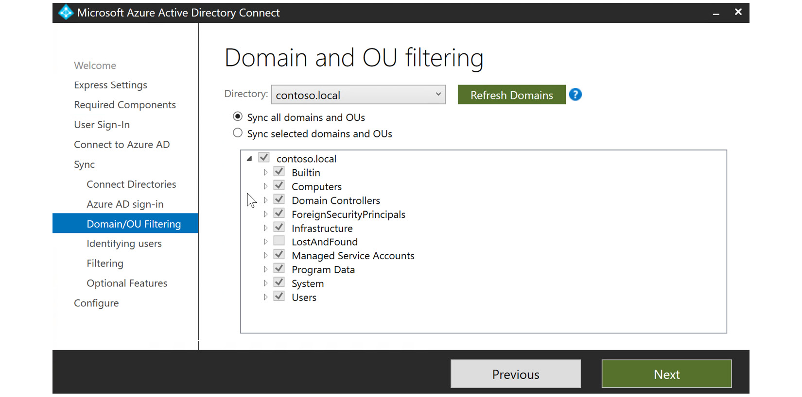 Figure 6.25 – Syncing all domains and OUs
