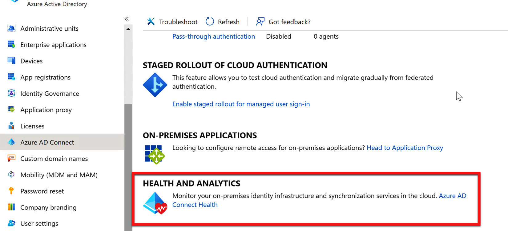 Figure 6.30 – Azure AD Connect Health link
