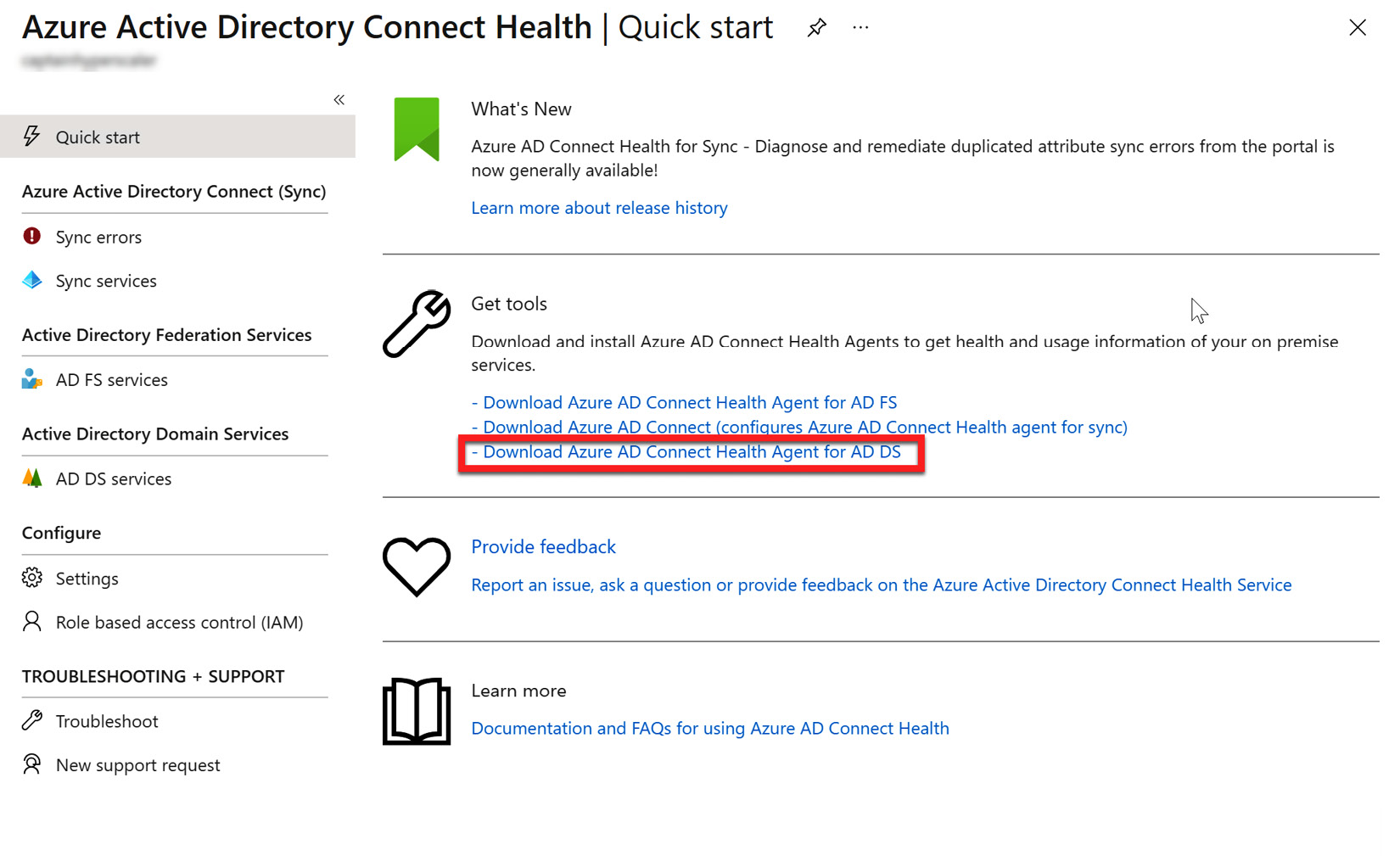 Figure 6.31 – Azure AD Connect Health Agent download
