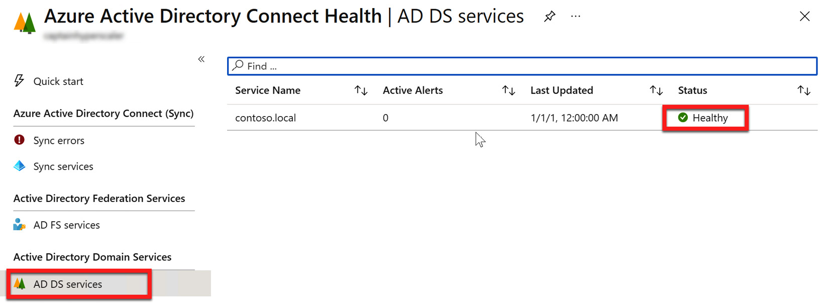 Figure 6.35 – Azure AD Connect Health Agent AD DS services' status
