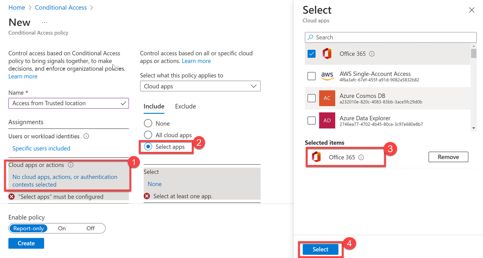 Figure 9.12 – Selecting Office 365 as a cloud app
