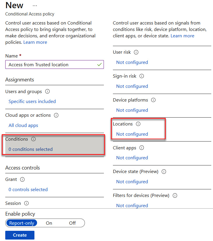 Figure 9.14 – Configuring the Locations condition
