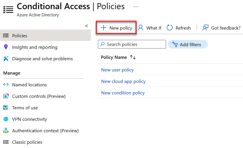 Figure 9.22 – Creating a new policy
