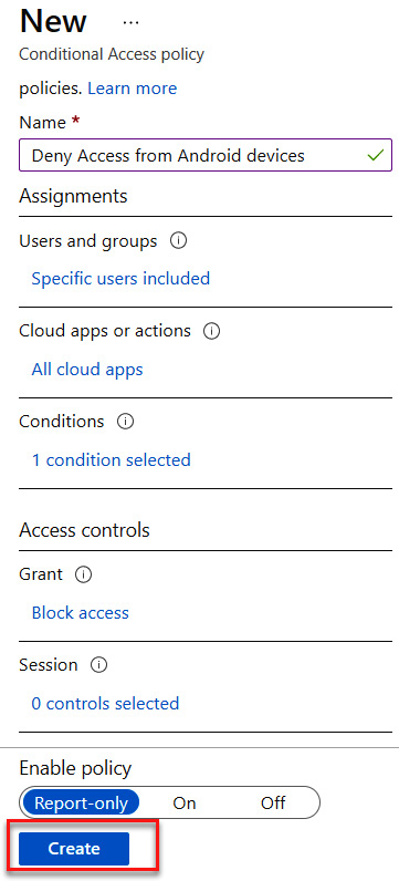 Figure 9.29 – Deny access policy configuration
