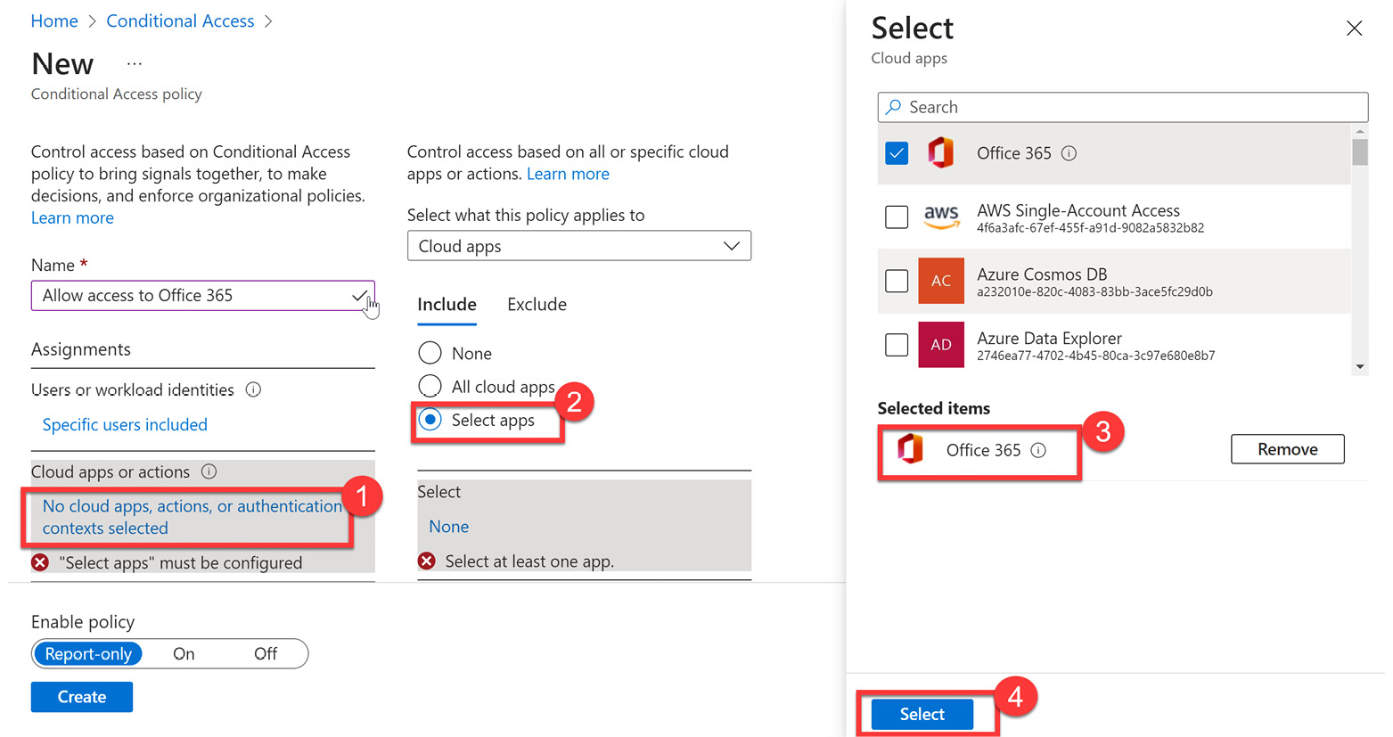 Figure 9.36 – Selecting Office 365 as a cloud app
