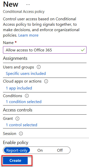 Figure 9.40 – Creating allow access to Office 365 policy
