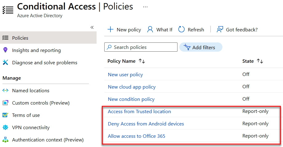 Figure 9.41 – New Conditional Access policies

