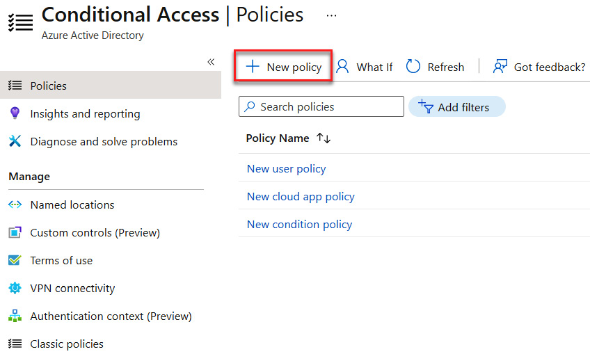 Figure 9.8 – Creating a new policy
