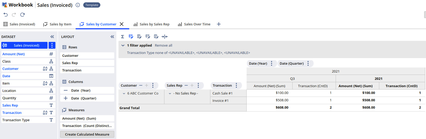 Figure 17.3 – The Sales (Ordered) workbook's Sales By Customer pivot view
