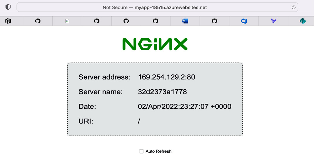 Figure 13.2 – NGINX running in Azure App Service
