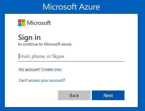 Figure 2.4 – The Azure Sign in page