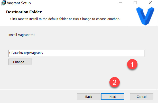 Figure 5.1 – Vagrant Setup folder choice