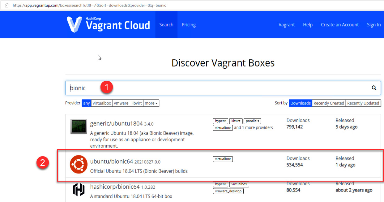 Figure 5.5 – The Vagrant Cloud search box