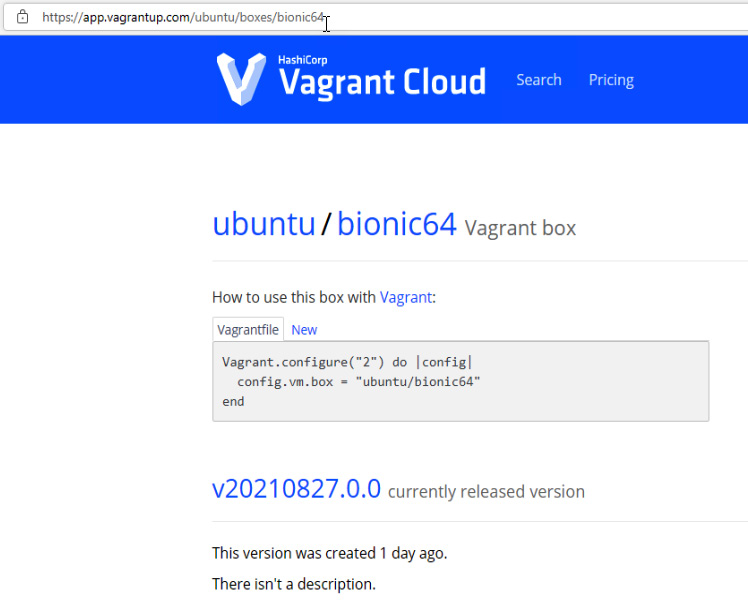 Figure 5.6 – The Vagrant Cloud box details