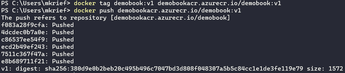 Figure 9.21 – Pushing Docker image into ACR