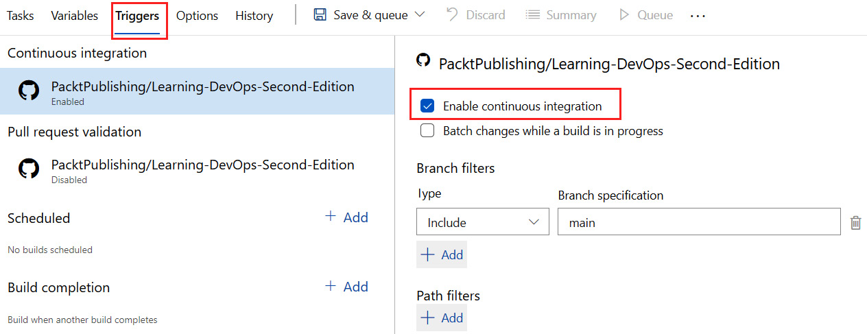 Figure 9.30 – Enabled CI