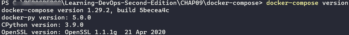 Figure 9.36 – docker-compose version command