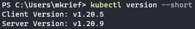 Figure 10.3 – kubectl getting the binary version