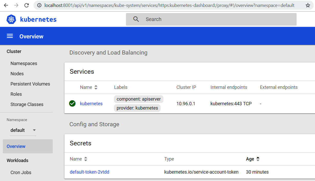 Figure 10.8 – Kubernetes dashboard resources list