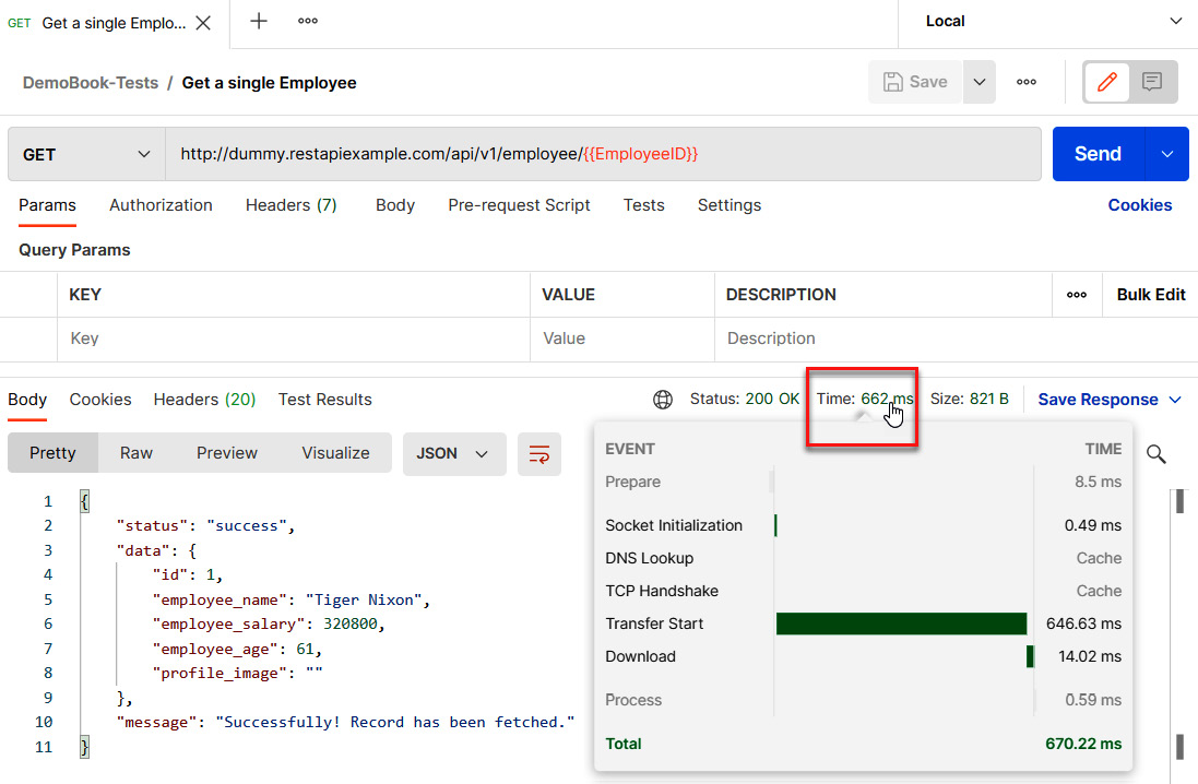 Figure 13.5 – Postman performance test