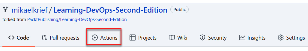 Figure 16.15 – GitHub – the Actions tab