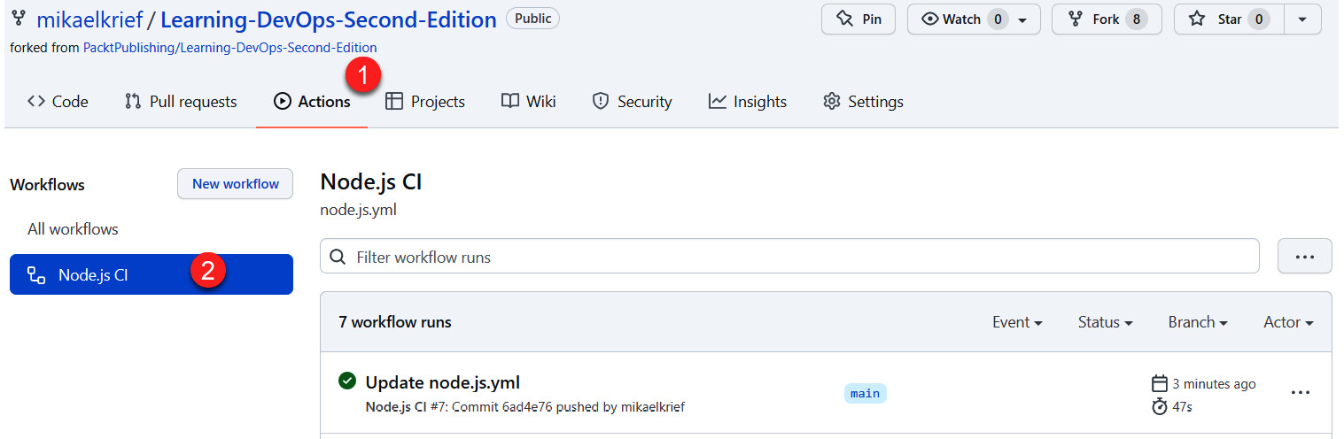 Figure 16.19 – GitHub Actions workflow being run
