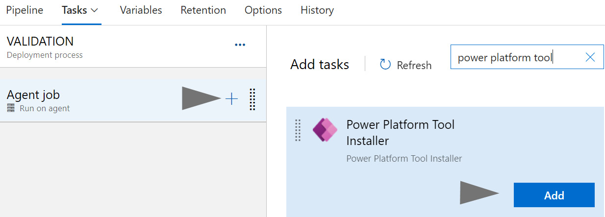 Figure 14.54 – Adding the Power Platform Tool Installer task to a Release stage
