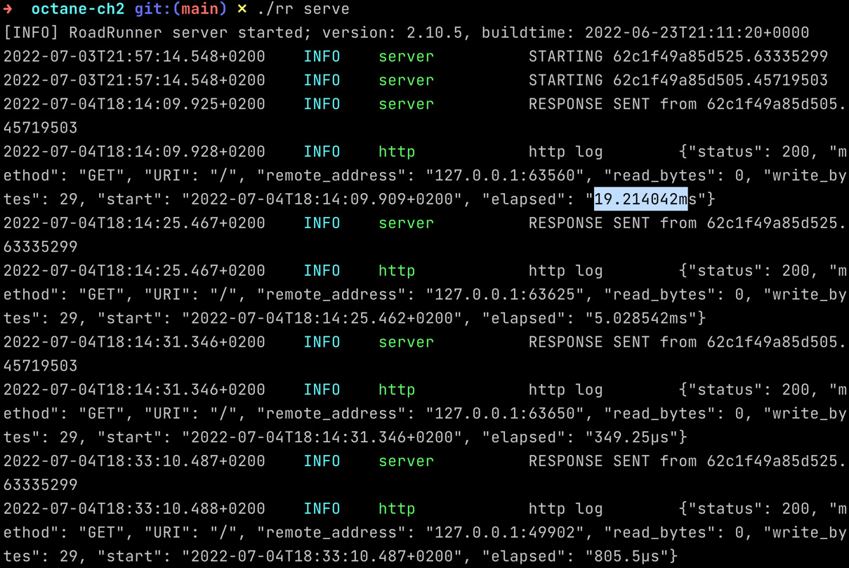 Figure 2.4: The INFO log of the application server