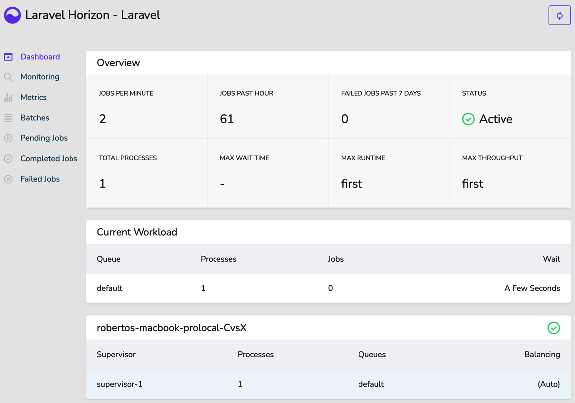 Figure 6.11: The Horizon Dashboard page elaborating on the metrics