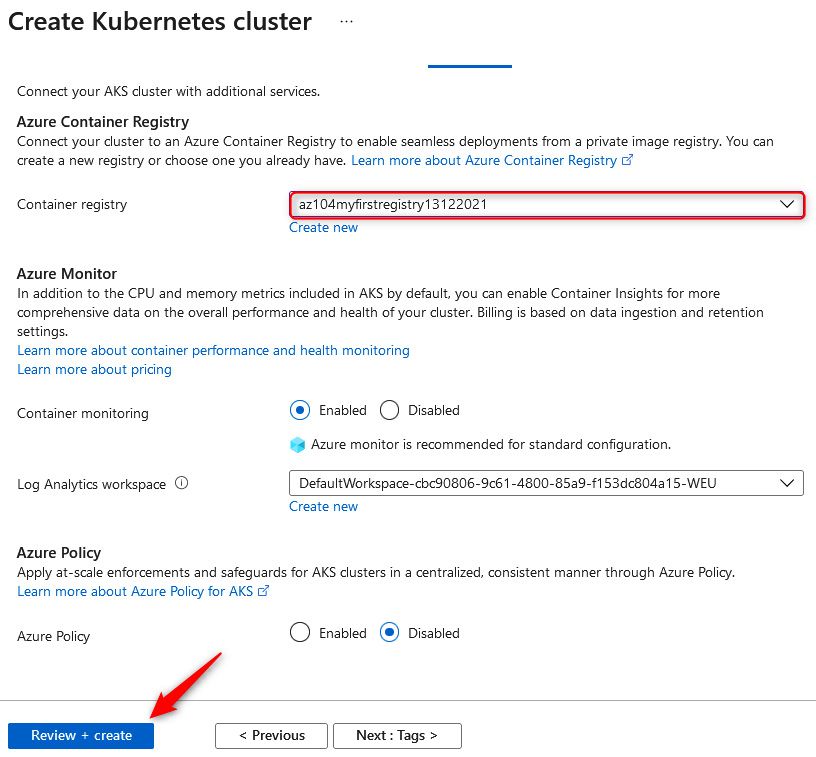 Figure 11.49 – Creating a Kubernetes cluster: deployment
