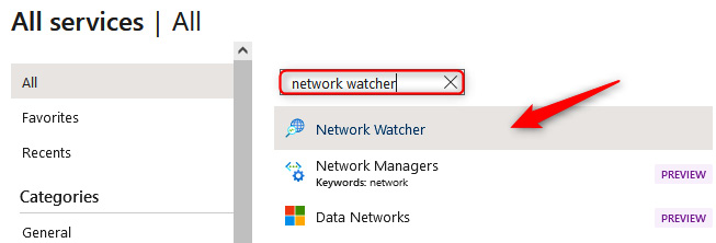 Figure 18.10 – Selecting network watcher
