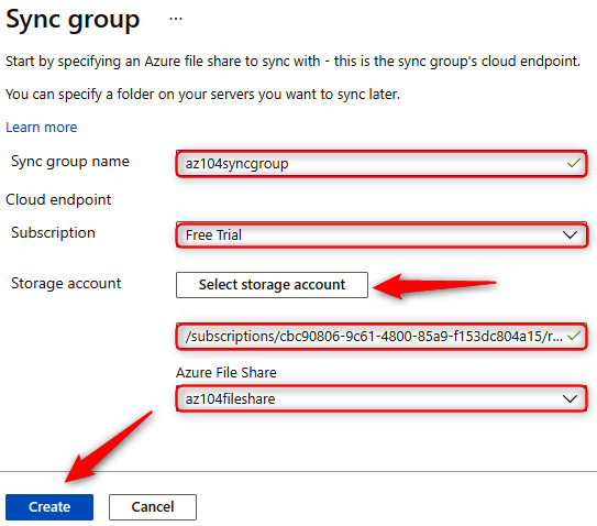 Figure 7.28 – Deploying an Azure file sync group
