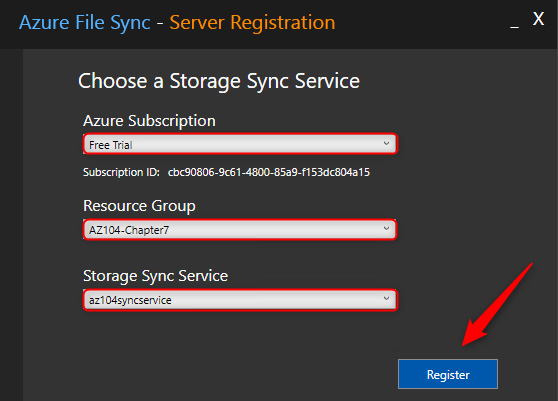 Figure 7.30 – Azure File Sync – Registering
