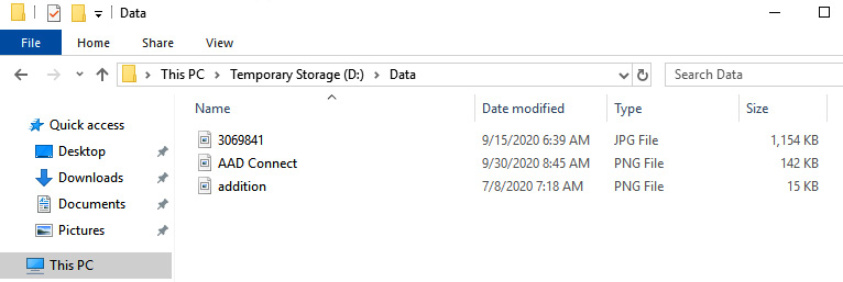 Figure 7.33 – Azure File Sync – Images stored in the Data folder
