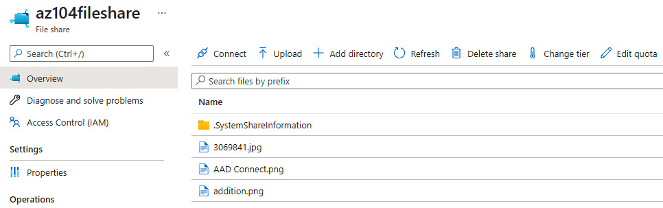 Figure 7.34 – Azure File Sync – Synced files in Azure file storage
