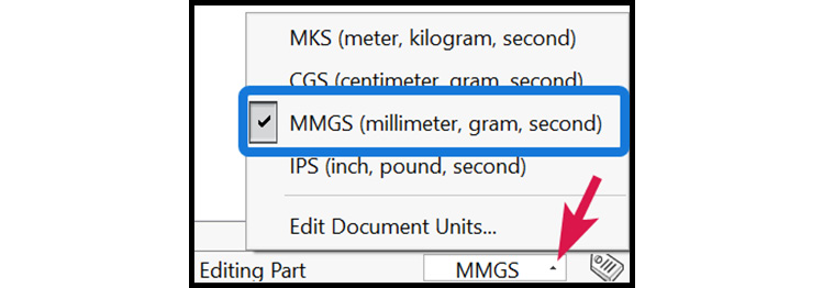 Figure 2.6 – Setting the unit of the document
