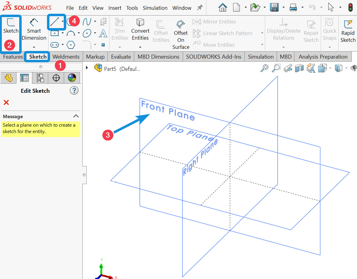 Figure 2.7 – Commencing the sketching task
