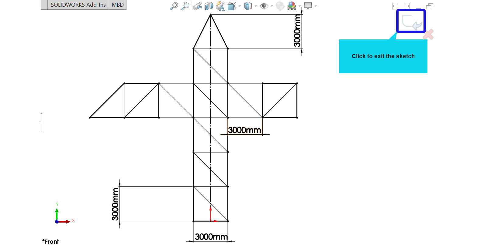 Figure 2.8 – A line-based geometric model of the crane
